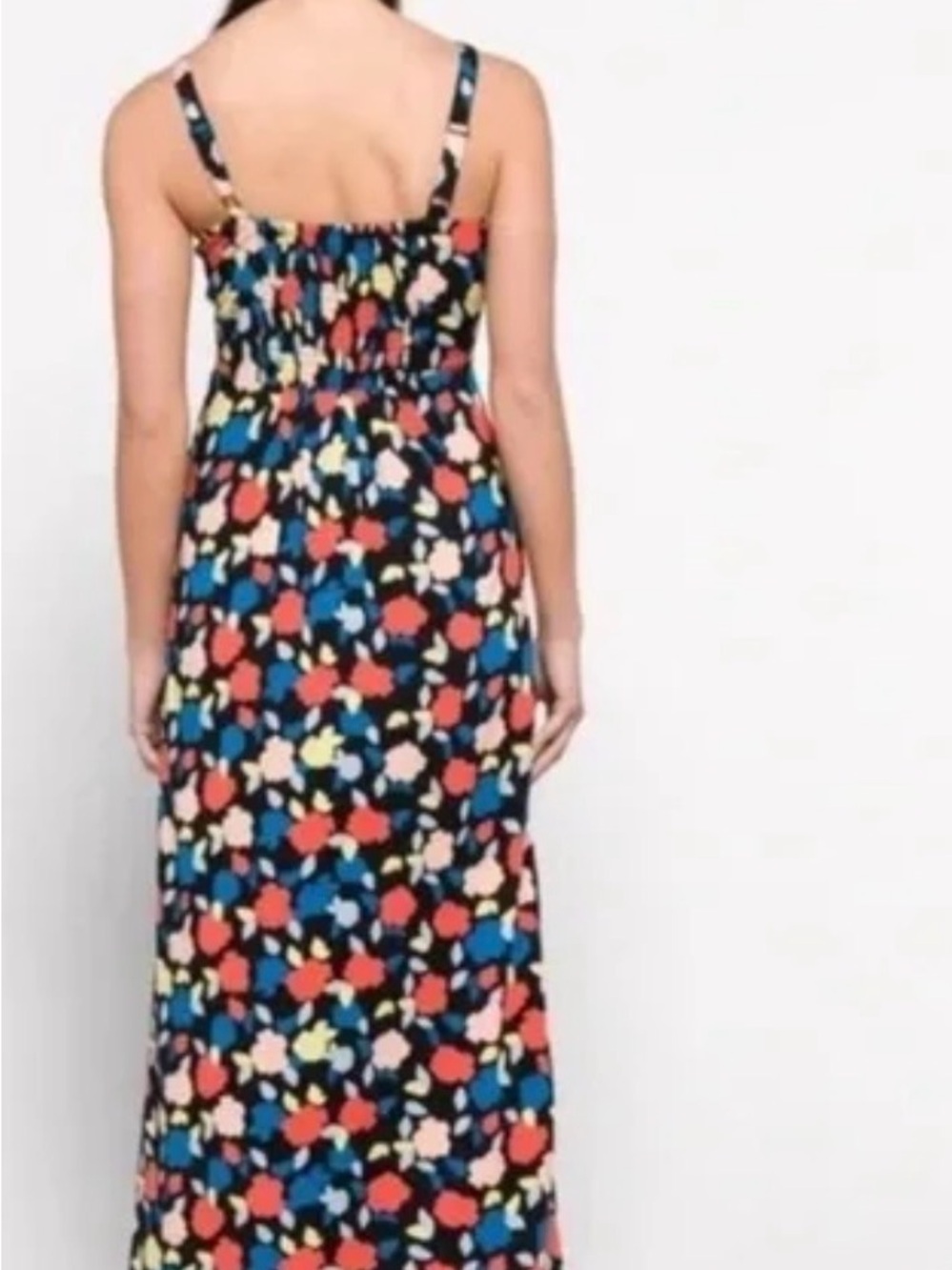 41 Hawthorn Navy Floral Maxi Dress with Coral, Blue & Yellow